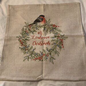 A LOUISANA CHRISTMAS PILLOW COVER  19" SQ NWOT